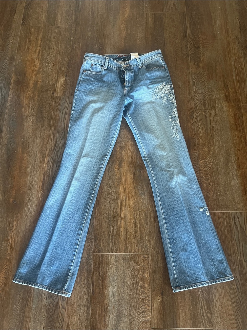 Eddie Bauer Blue Embroidered Flare Jeans